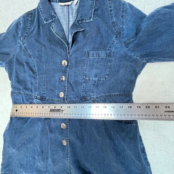 Soft Surroundings Womens Button Front Chambray Tunic Top Jacket Petite Medium - Picture 7 of 10